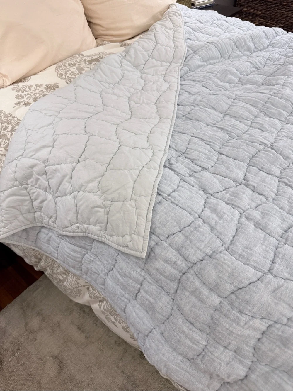 Pottery Barn Cloud Quilt Chambray Blue Queen Size
